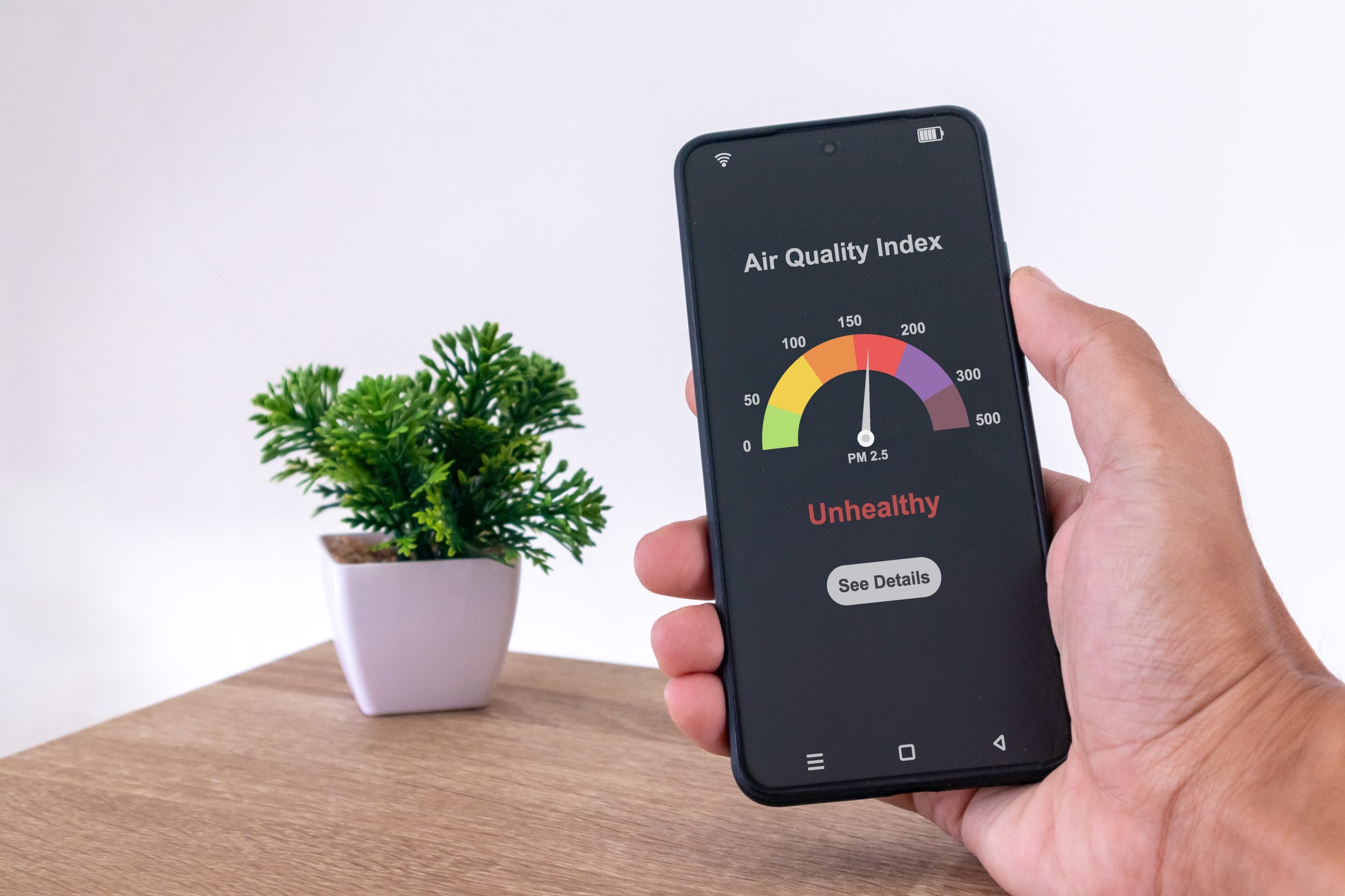Indoor Air Quality Index on Smartphone Display
