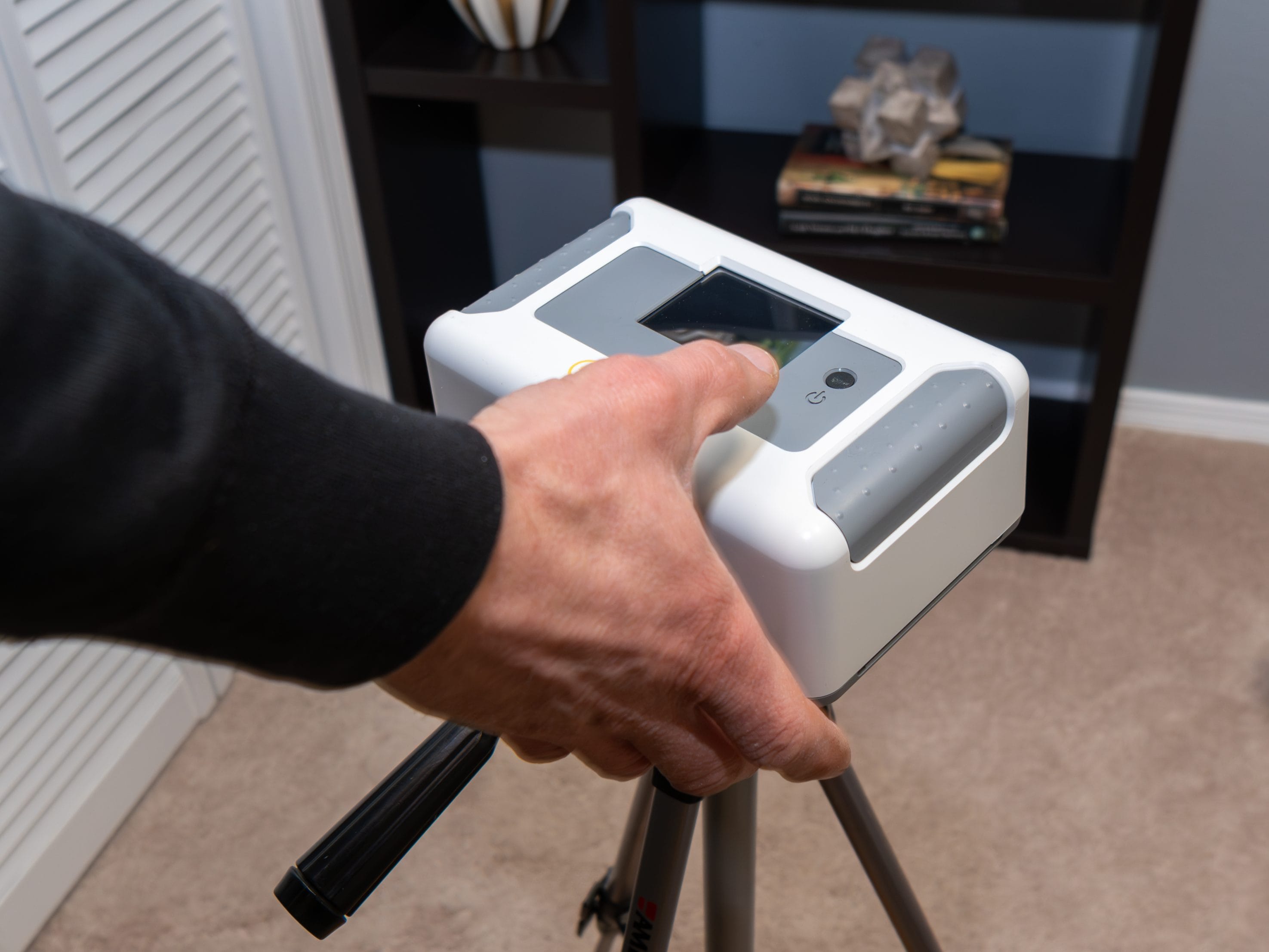 A technician performing a radon test.